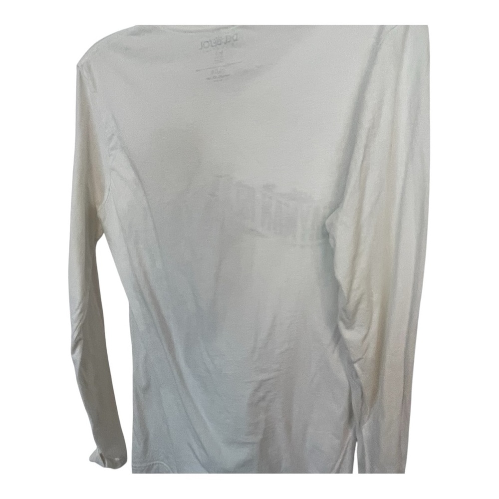 Graphic White Long Sleeve Tee with Black Design color changes in the sun - Picture 2 of 4